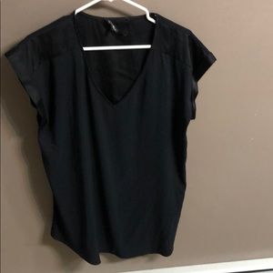 Black silky v neck shirt